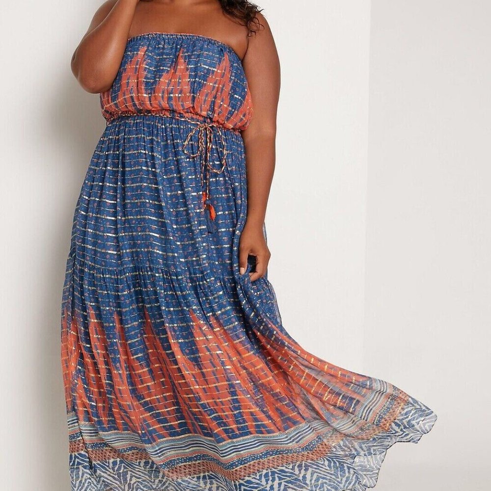 Anthropologie Verb Pallavi Singhee 6 NWT Nora Strapless Maxi Dress Bohemian - Picture 7 of 11
